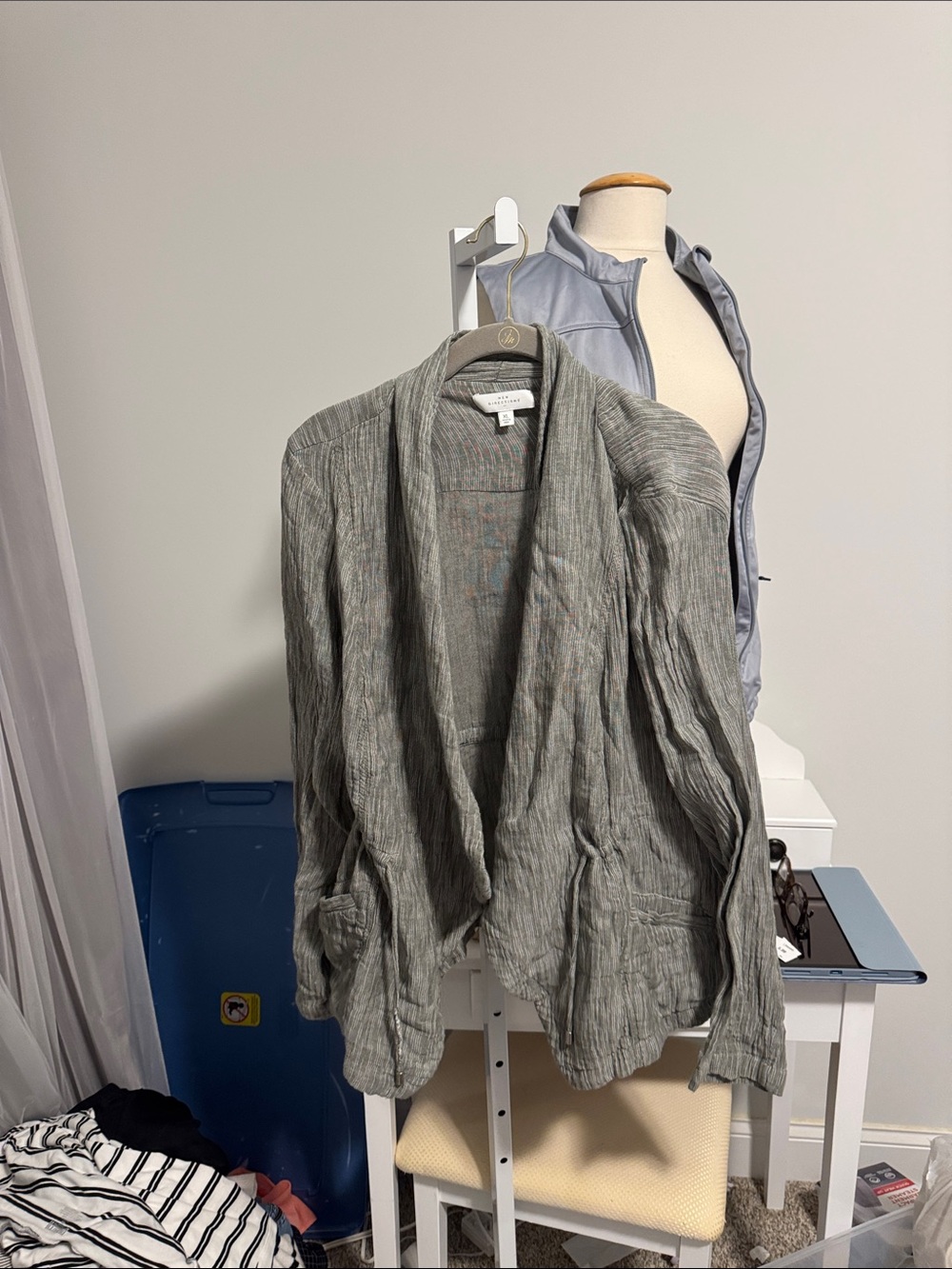 Lightweight Gray Open-Front Cotten Cardigan